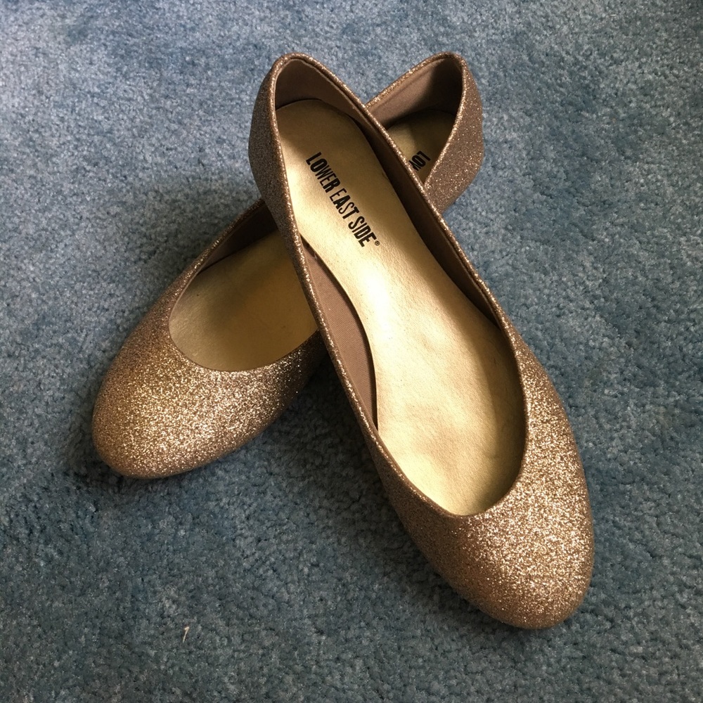 Lower East Side GOLD GLITTERY SPARKLY FLATS 7 1/2